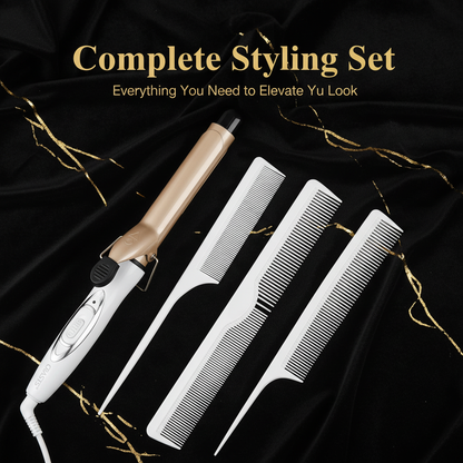 VeraVante curl wand and styling combs flat lay